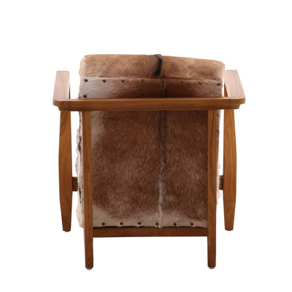 Henry & Mason - Nilda Natural Teak Wood with Brown and White Goat Hide Occasional Chair - DV7042 veiw 4