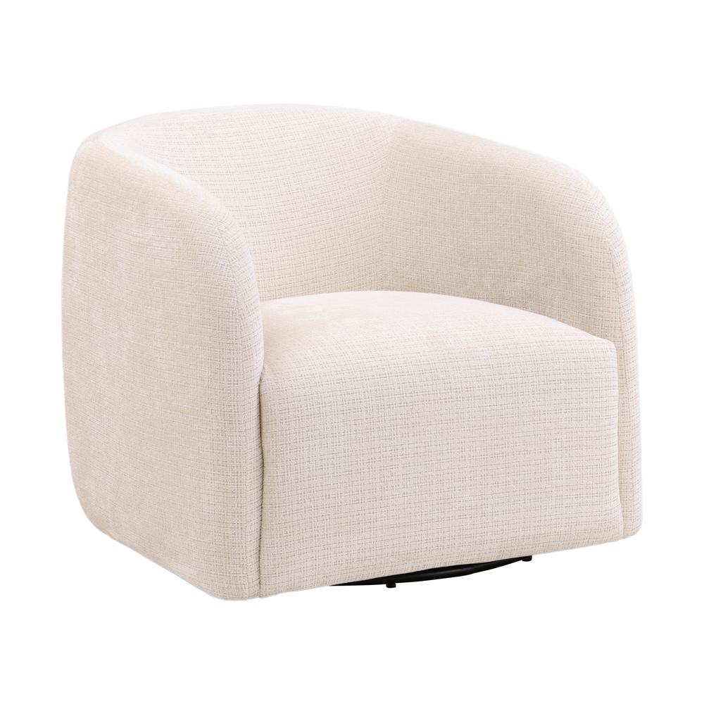 Henry & Mason - Niagra Hardwood Barrel Chair with Metal Swivel Base and Cream Fabric - DV7689 veiw 1