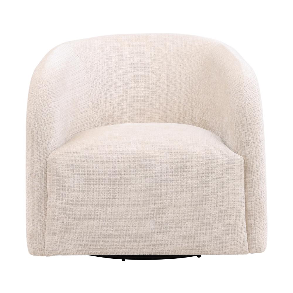 Henry & Mason - Niagra Hardwood Barrel Chair with Metal Swivel Base and Cream Fabric - DV7689 veiw 2