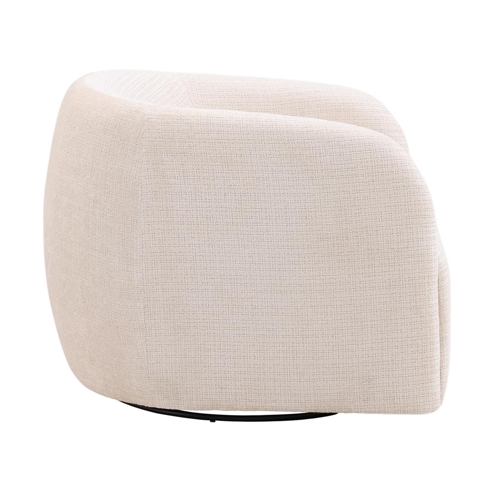 Henry & Mason - Niagra Hardwood Barrel Chair with Metal Swivel Base and Cream Fabric - DV7689 veiw 3