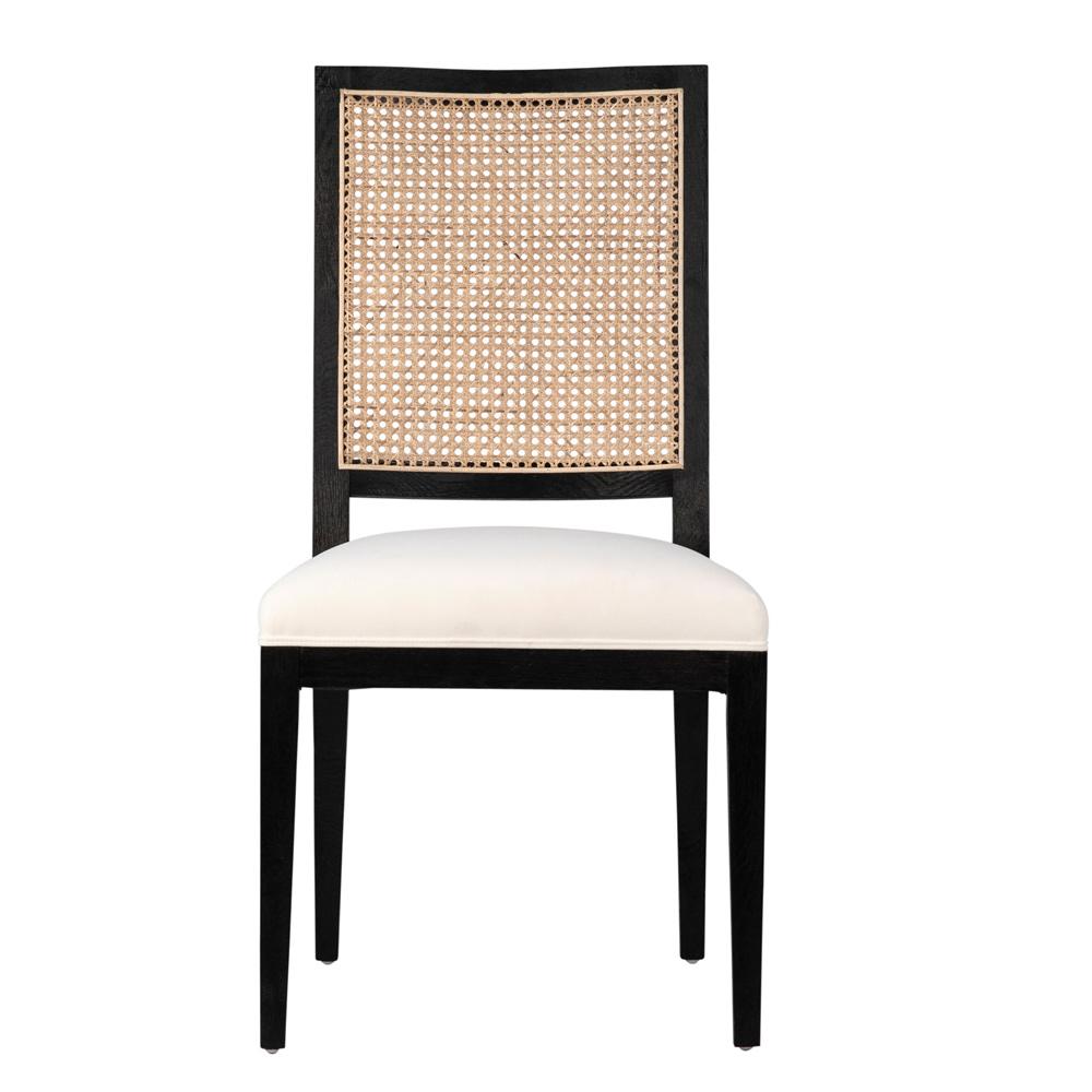 Henry & Mason - Edward Black Oak Wood with Natural Rattan and White Performance Fabric - DV7336 veiw 2