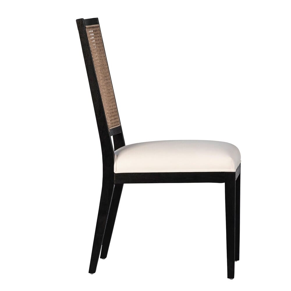Henry & Mason - Edward Black Oak Wood with Natural Rattan and White Performance Fabric - DV7336 veiw 3