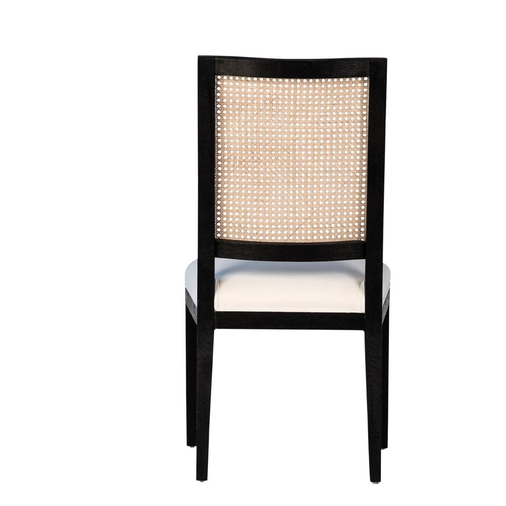 Henry & Mason - Edward Black Oak Wood with Natural Rattan and White Performance Fabric - DV7336 veiw 4