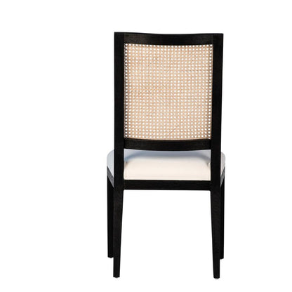 Henry & Mason - Edward Black Oak Wood with Natural Rattan and White Performance Fabric - DV7336 veiw 4