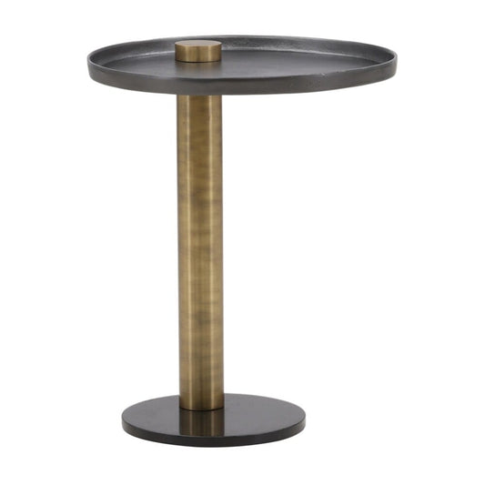 Henry & Mason - Tara Cast Aluminum and Iron Large End Table with Marble in Black and Gold - DV7682 veiw 1