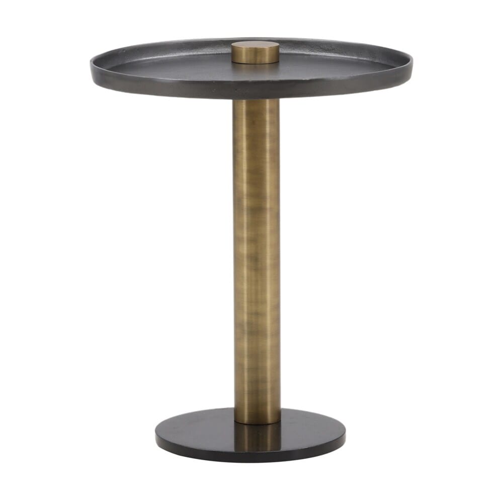 Henry & Mason - Tara Cast Aluminum and Iron Large End Table with Marble in Black and Gold - DV7682 veiw 2