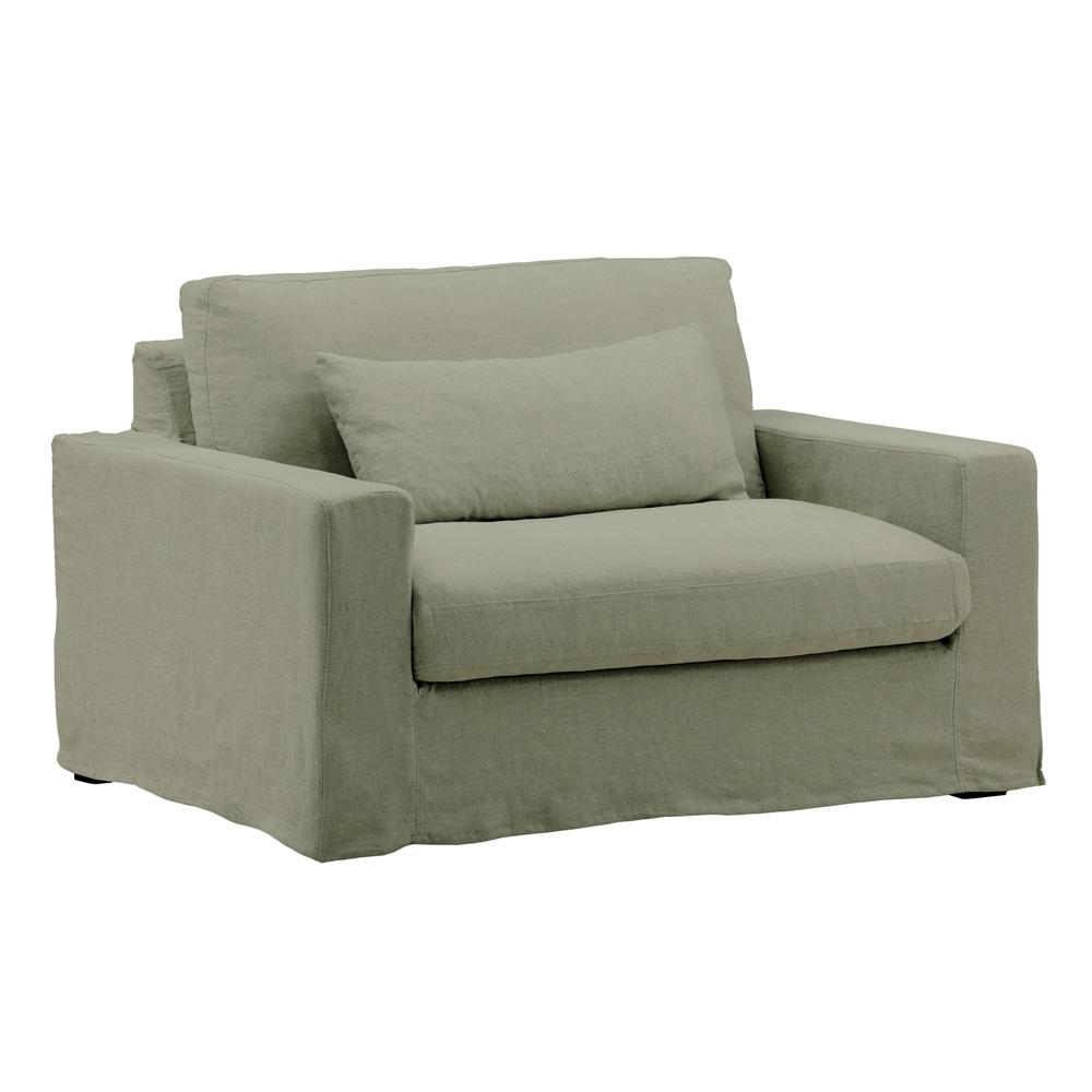 Henry & Mason - Yankee Linen Chair and a Half Frame and Slip Cover Forest veiw 1