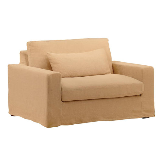 Henry & Mason - Yankee Linen Chair and a Half Frame and Slip Cover Wheat veiw 1