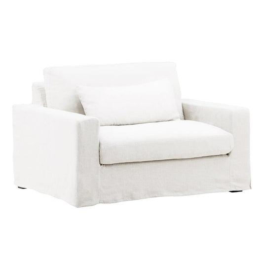 Henry & Mason - Yankee Linen Chair and a Half Frame and Slip Cover White veiw 1
