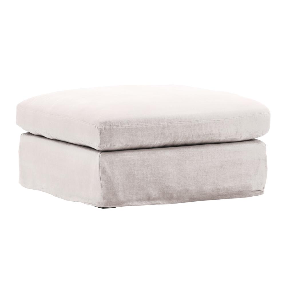 Henry & Mason - Yankee Linen Ottoman Frame and Slip Cover Natural veiw 1
