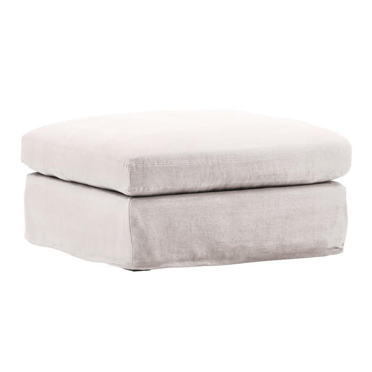 Henry & Mason - Yankee Linen Ottoman Frame and Slip Cover Natural veiw 1