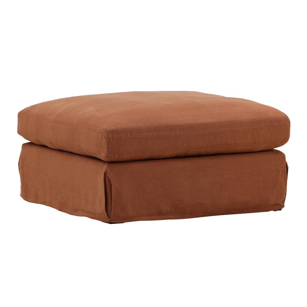 Henry & Mason - Yankee Linen Ottoman Frame and Slip Cover Sienna veiw 1