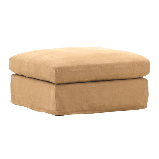 Henry & Mason - Yankee Linen Ottoman Frame and Slip Cover Wheat veiw 1