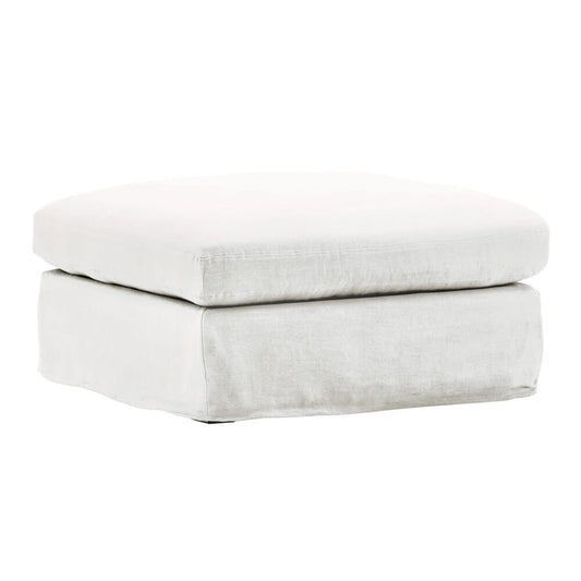Henry & Mason - Yankee Linen Ottoman Frame and Slip Cover White veiw 1