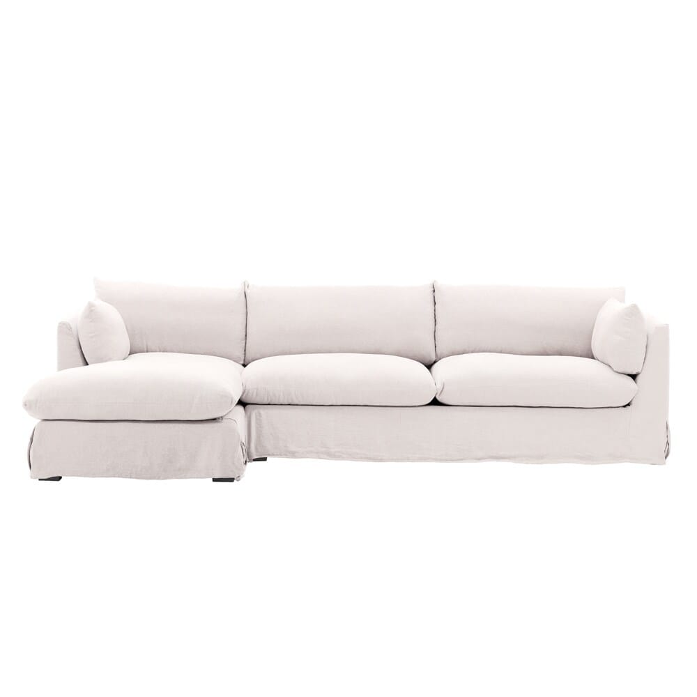 Henry & Mason - Barrister 2 Piece Chaise Sectional Frame LAF and Slipcover Natural veiw 1