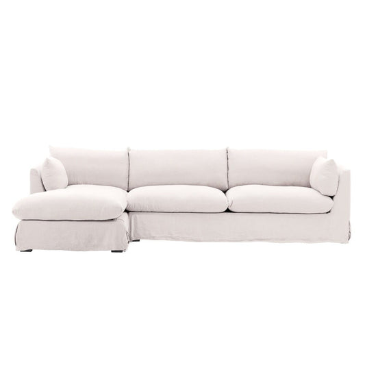 Henry & Mason - Barrister 2 Piece Chaise Sectional Frame LAF and Slipcover Natural veiw 1