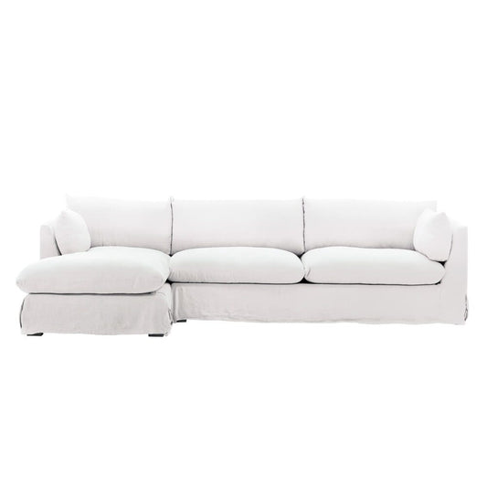 Henry & Mason - Barrister 2 Piece Chaise Sectional Frame LAF and Slipcover White veiw 1