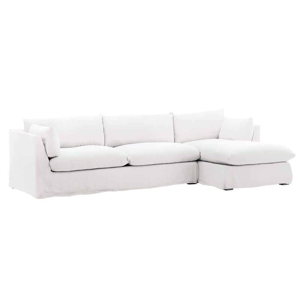Henry & Mason - Barrister 2 Piece Chaise Sectional Frame RAF and Slipcover White veiw 1