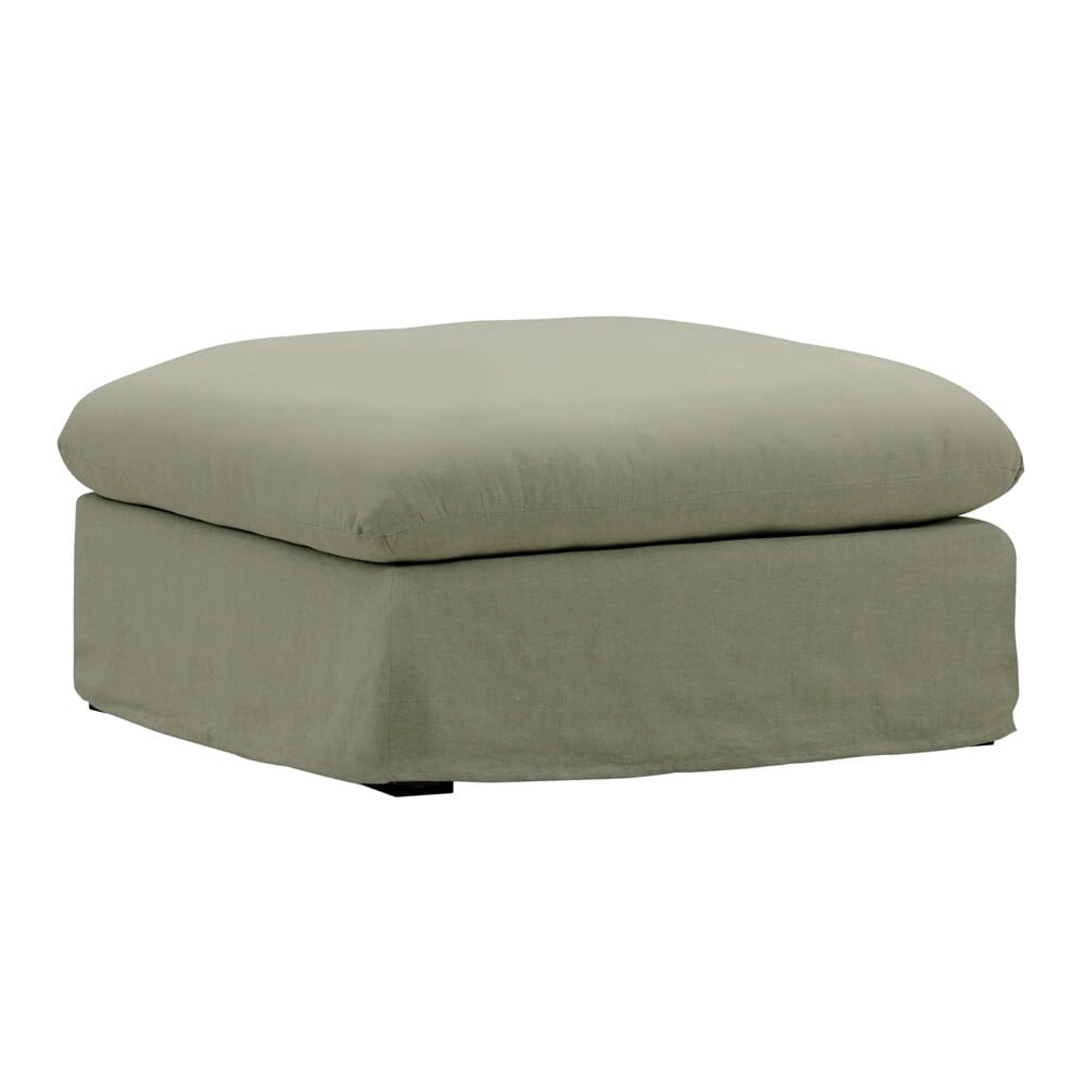 Henry & Mason - Barrister Linen Ottoman Frame and Slipcover  Forest veiw 1