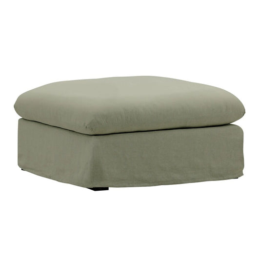 Henry & Mason - Barrister Linen Ottoman Frame and Slipcover  Forest veiw 1