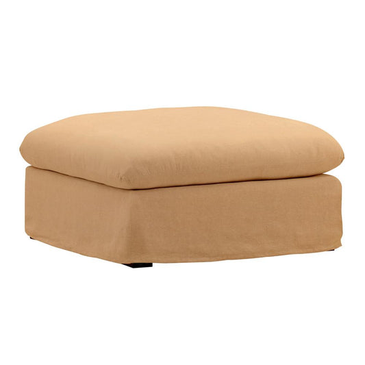 Henry & Mason - Barrister Linen Ottoman Frame and Slipcover Wheat veiw 1