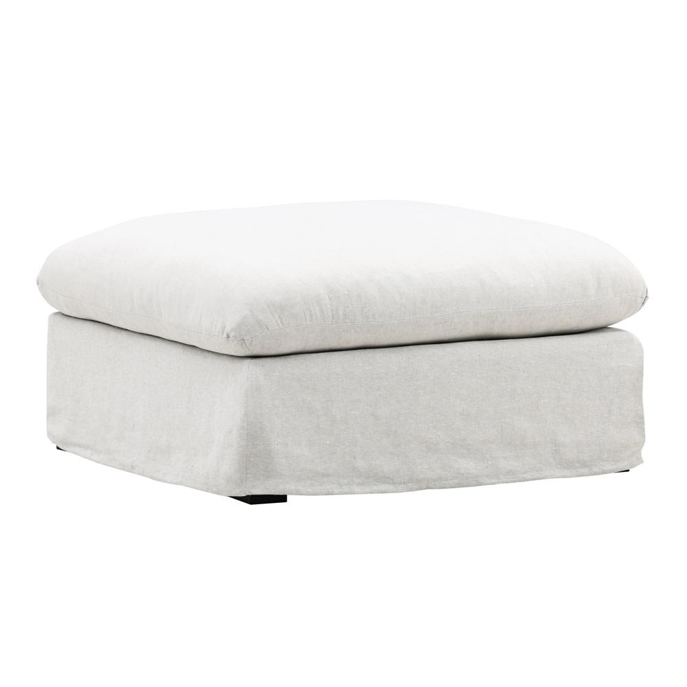 Henry & Mason - Barrister Linen Ottoman Frame and Slipcover White veiw 1