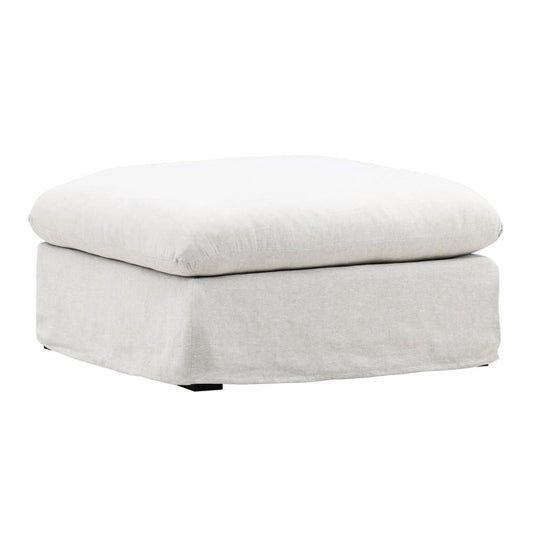 Henry & Mason - Barrister Linen Ottoman Frame and Slipcover White veiw 1