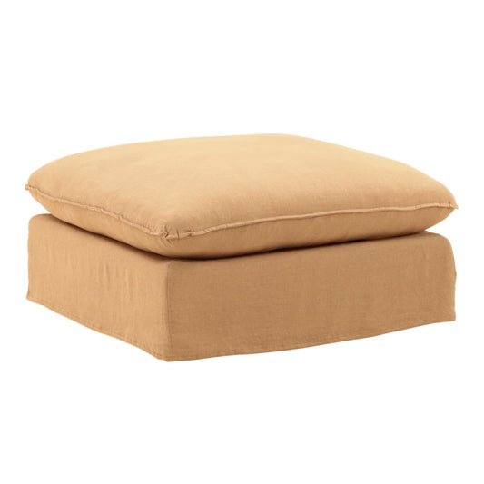 Henry & Mason - Desi Birchwood Ottoman Frame and Slipcover Wheat veiw 1