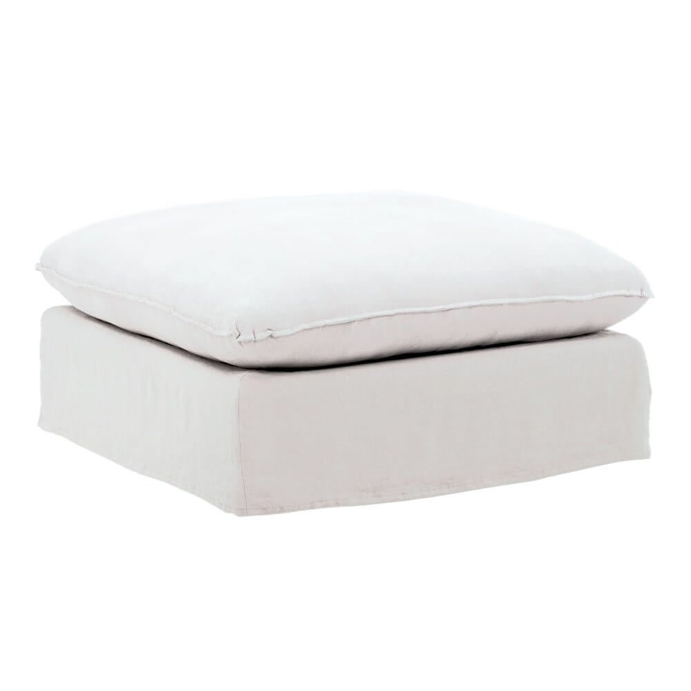 Henry & Mason - Desi Birchwood Ottoman Frame and Slipcover White veiw 1