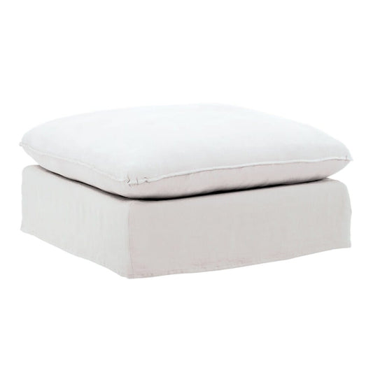 Henry & Mason - Desi Birchwood Ottoman Frame and Slipcover White veiw 1