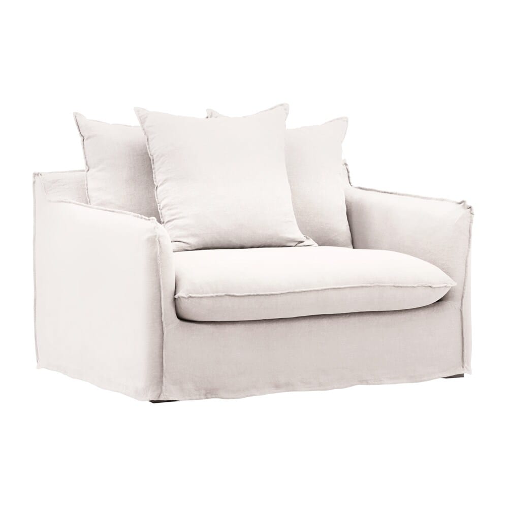 Henry & Mason - Desi Birchwood Sofa Chair Frame and Slipcover Natural veiw 1
