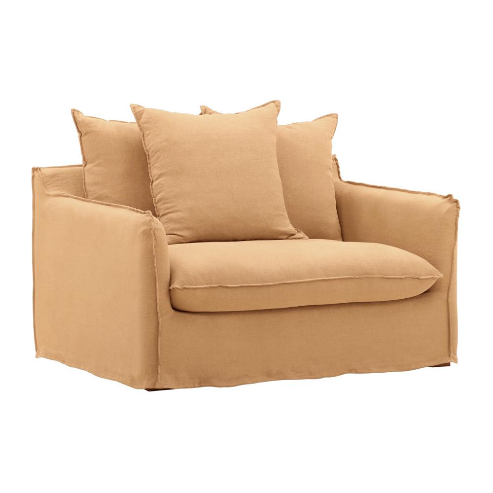 Henry & Mason - Desi Birchwood Sofa Chair Frame and Slipcover Wheat veiw 1