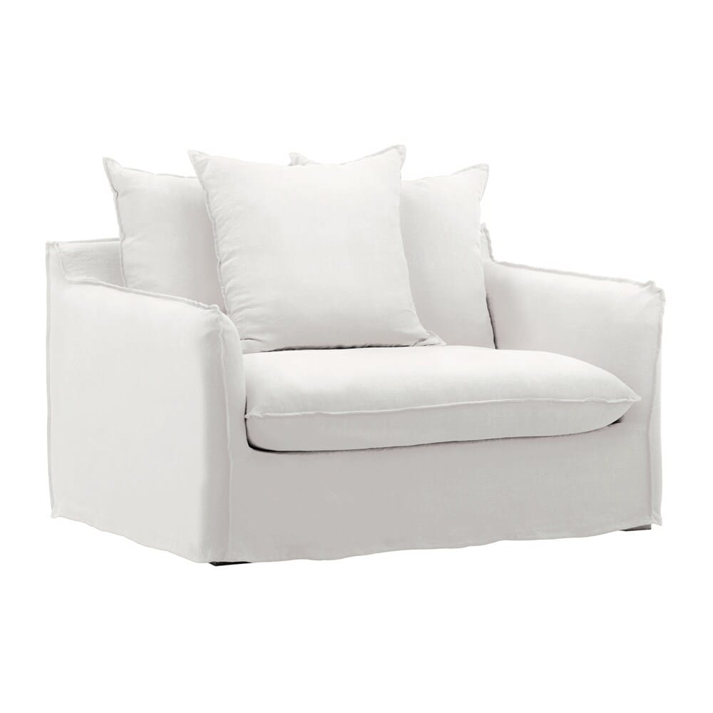 Henry & Mason - Desi Birchwood Sofa Chair Frame and Slipcover White veiw 1