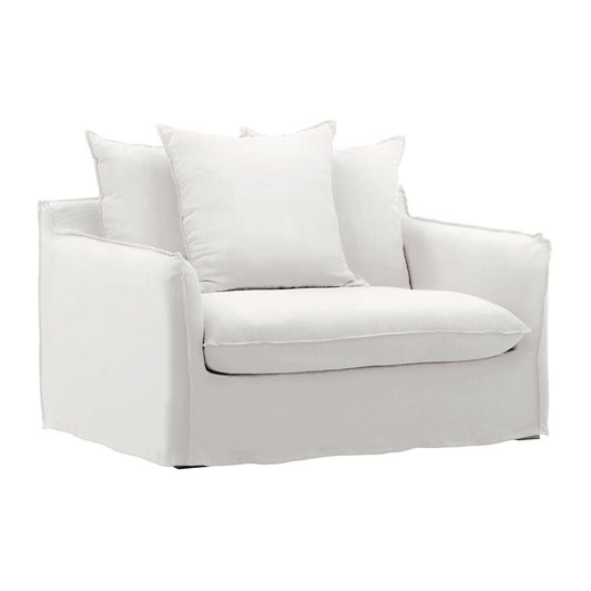 Henry & Mason - Desi Birchwood Sofa Chair Frame and Slipcover White veiw 1
