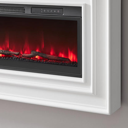 Martin Furniture - Owen Wall Mounted Electric Fireplace Console, Fully Assembled, White - IMOW36WMFPW veiw 4