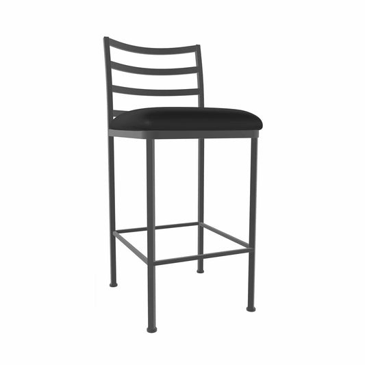 Wesley Allen - Harper 30in Bar Height Stool in Licorice Black Vinyl with a Hand Powder-Painted Firestone Grey Finish - B231H30-XS-PTR-DBLK veiw 1