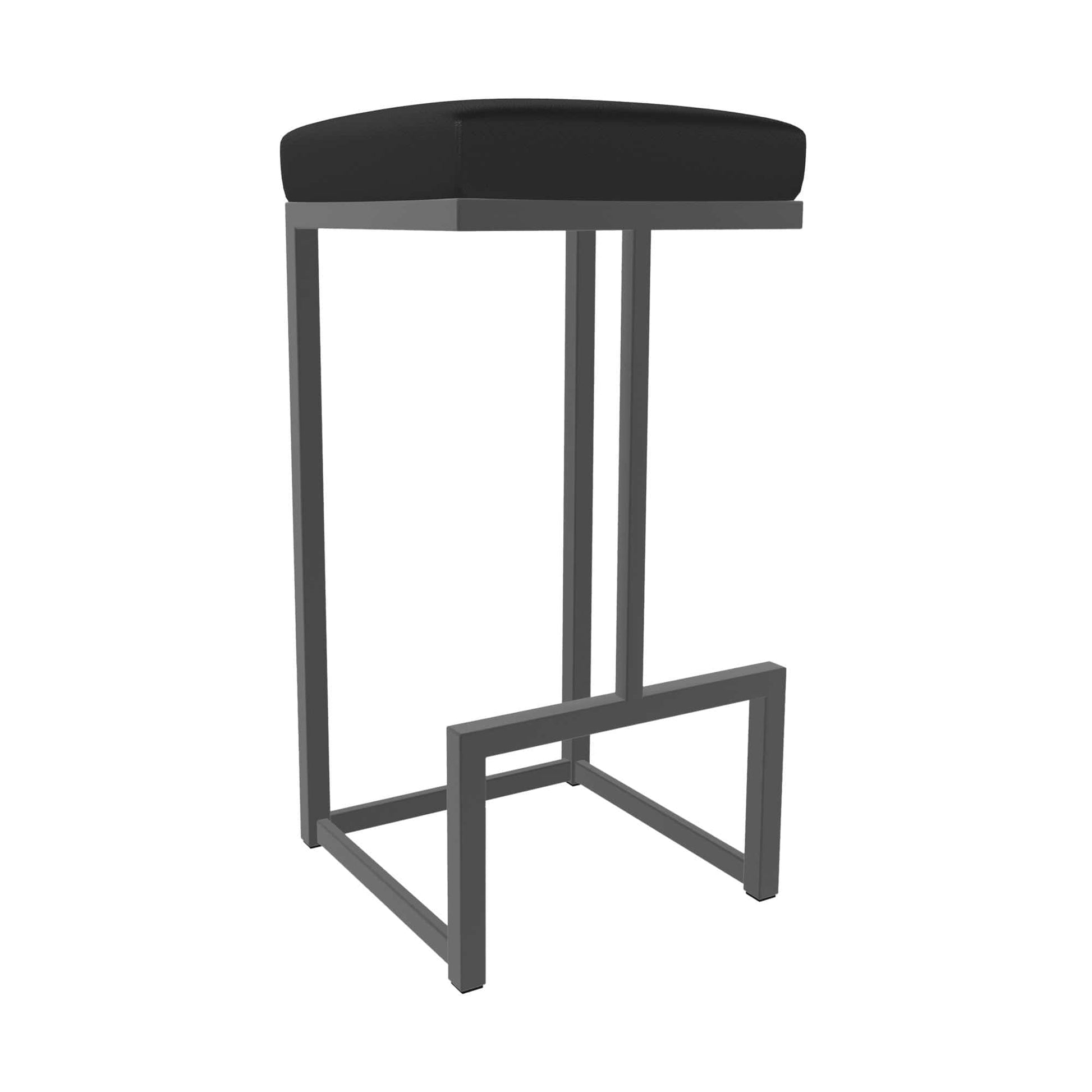 Wesley Allen - Brenda 26in Counter Height Backless Stool in Licorice Black Vinyl with a Hand Powder-Painted Firestone Grey Finish - B237H26-XB-PTR-DBLK veiw 1