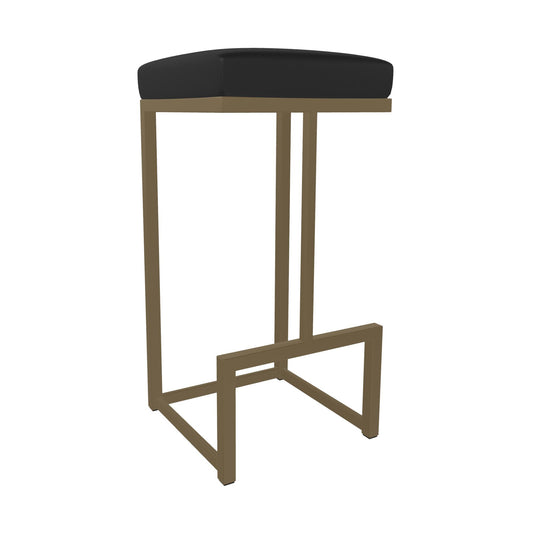 Wesley Allen - Brenda 26in Counter Height Backless Stool in Licorice Black Vinyl with a Hand Powder-Painted Milky Gold Finish - B237H26-XB-OGD-DBLK veiw 1