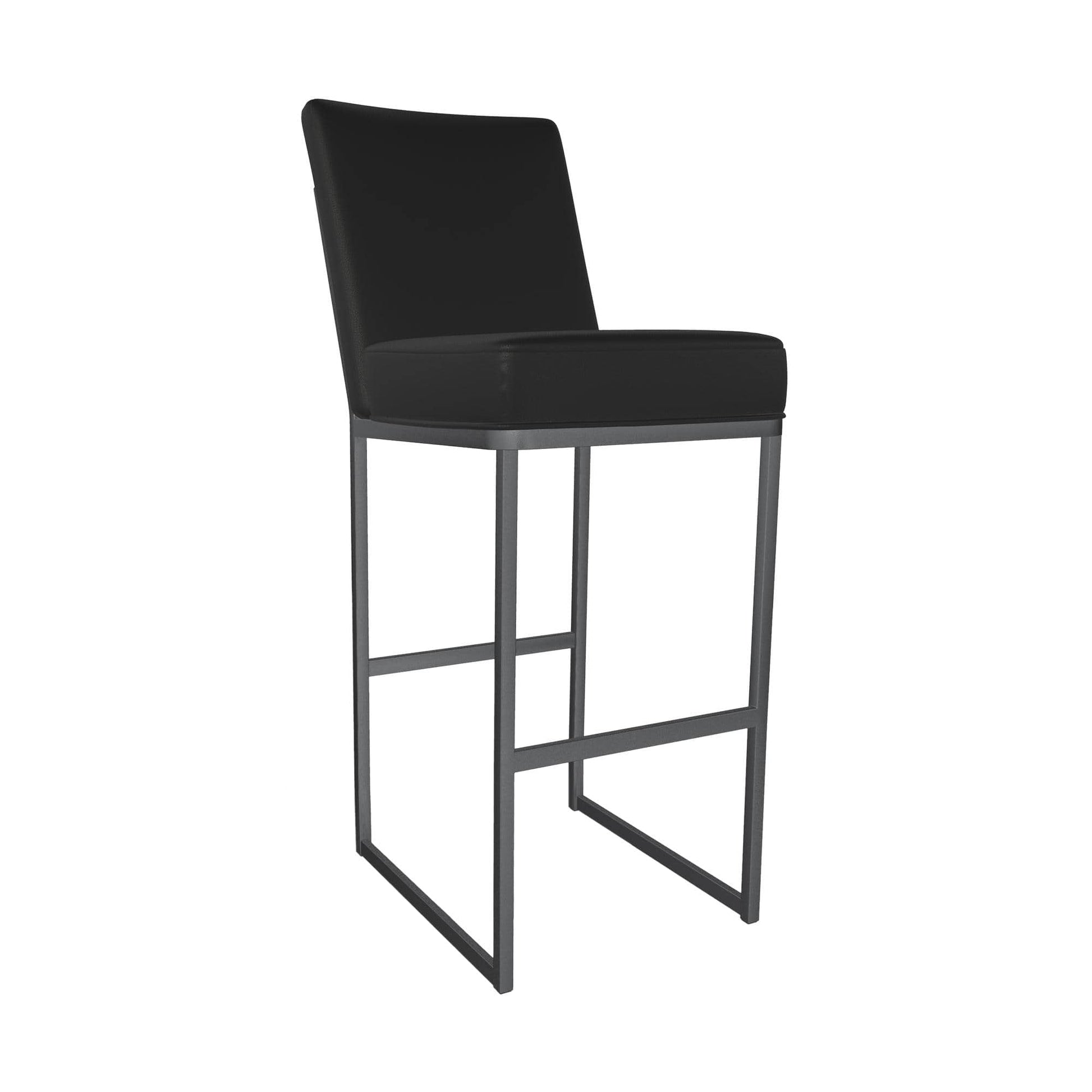 Wesley Allen - Kelsey 30in Bar Height Stool in Licorice Black Vinyl with a Hand Powder-Painted Lustrous Silver White Finish - B241H30-XS-SLP-DBLK veiw 1