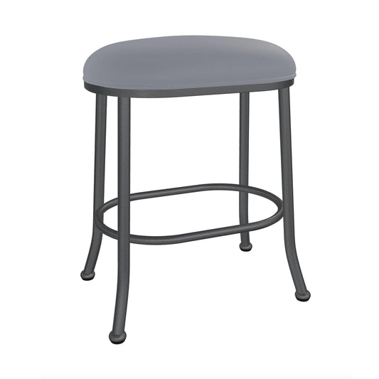 Wesley Allen - Dortmund 26in Counter Height Backless Stool in Charcoal Gray Vinyl with a Hand Powder-Painted Lustrous Silver White Finish - B245H26-XB-SLP-DST veiw 1