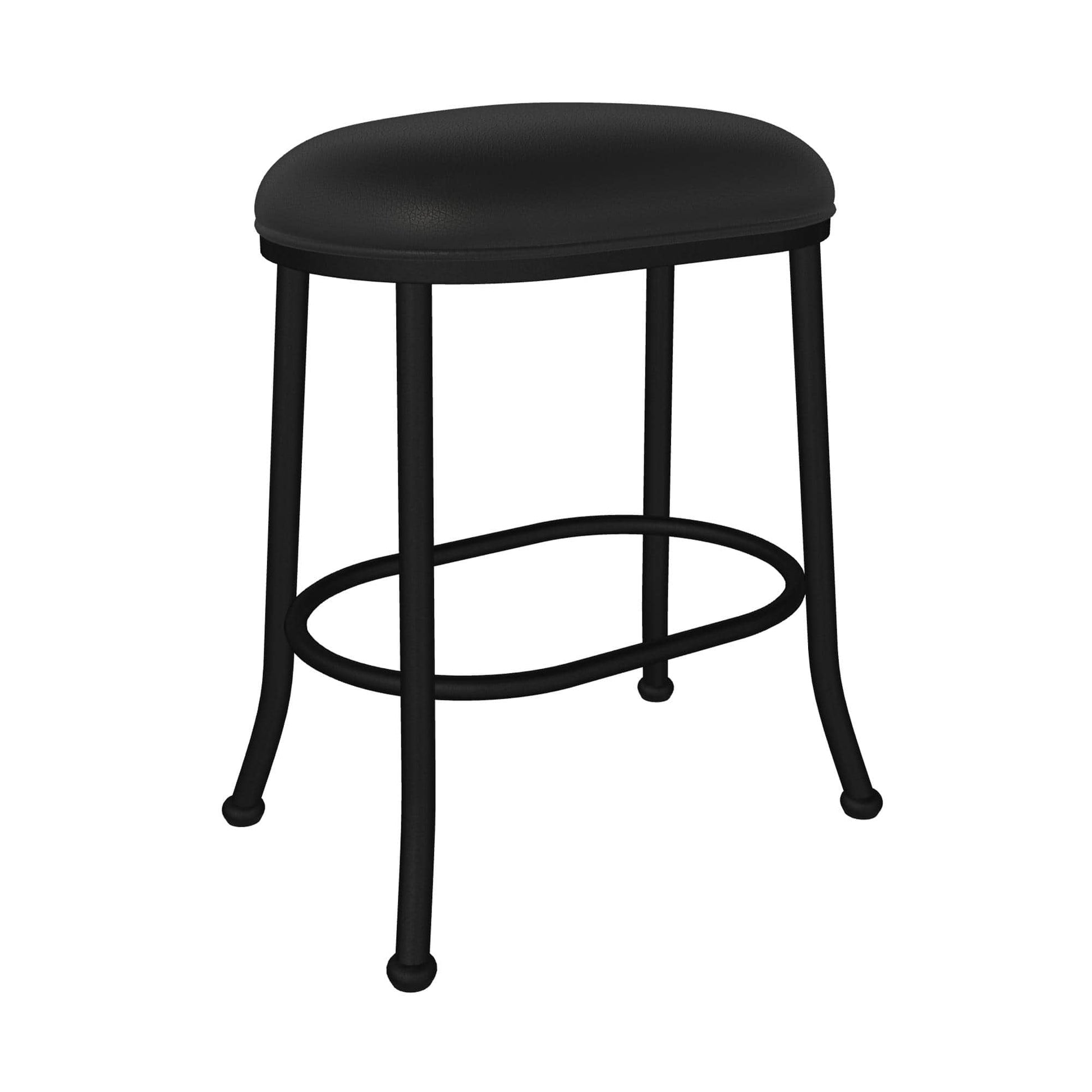 Wesley Allen - Dortmund 26in Counter Height Backless Stool in Licorice Black Vinyl with a Hand Powder-Painted Sable Onyx Finish - B245H26-XB-MB-DBLK veiw 1
