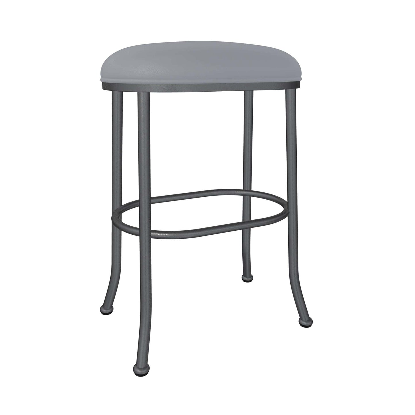 Wesley Allen - Dortmund 30in Bar Height Backless Stool in Charcoal Gray Vinyl with a Hand Powder-Painted Lustrous Silver White Finish - B245H30-XB-SLP-DST veiw 1