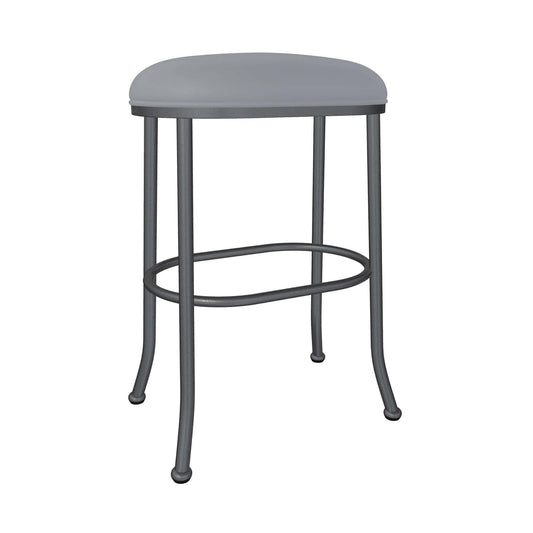 Wesley Allen - Dortmund 30in Bar Height Backless Stool in Charcoal Gray Vinyl with a Hand Powder-Painted Lustrous Silver White Finish - B245H30-XB-SLP-DST veiw 1
