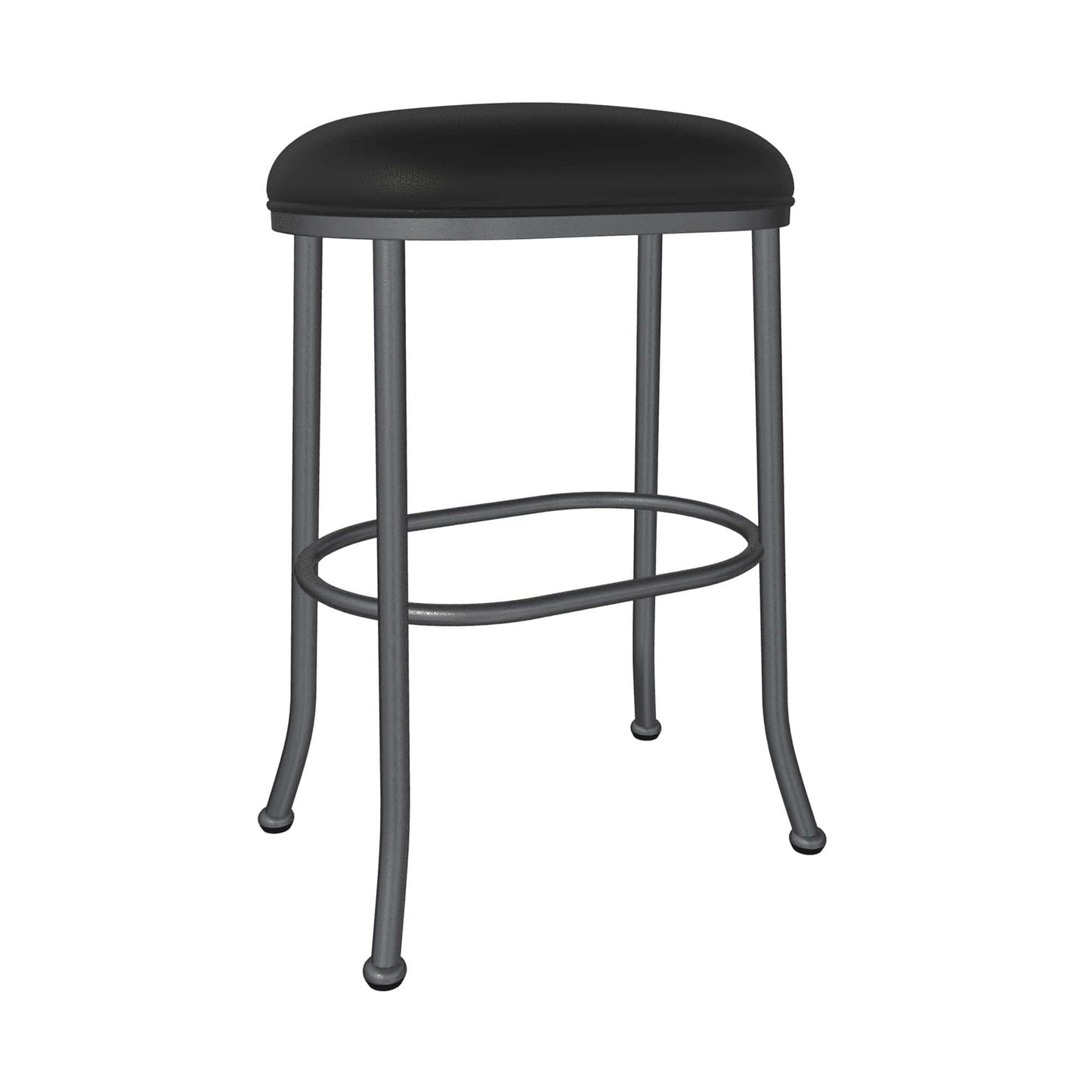 Wesley Allen - Dortmund 30in Bar Height Backless Stool in Licorice Black Vinyl with a Hand Powder-Painted Lustrous Silver White Finish - B245H30-XB-SLP-DBLK veiw 1