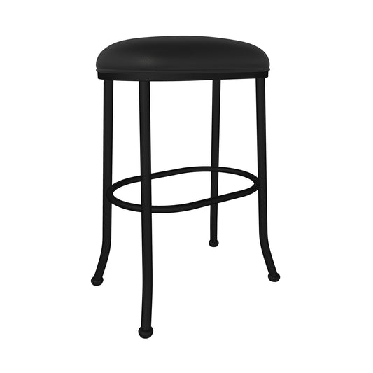 Wesley Allen - Dortmund 30in Bar Height Backless Stool in Licorice Black Vinyl with a Hand Powder-Painted Sable Onyx Finish - B245H30-XB-MB-DBLK veiw 1