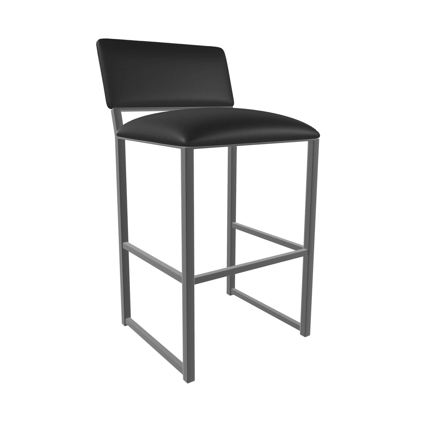 Wesley Allen - Madrid 30in Bar Height Stool in Licorice Black Vinyl with a Hand Powder-Painted Firestone Grey Finish - B254H30-XS-PTR-DBLK veiw 1