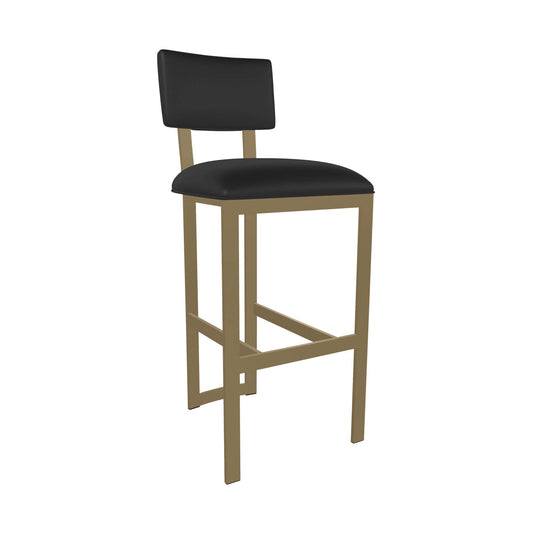 Wesley Allen - London 26in Counter Height Stool in Licorice Black Vinyl with a Hand Powder-Painted Milky Gold Finish - B258H26-XS-OGD-DBLK veiw 1