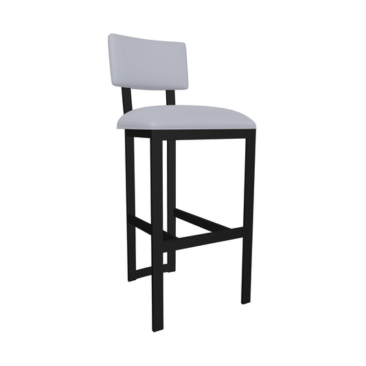 Wesley Allen - London 30in Bar Height Stool in Charcoal Gray Vinyl with a Hand Powder-Painted Sable Onyx Finish - B258H30-XS-MB-DST veiw 1