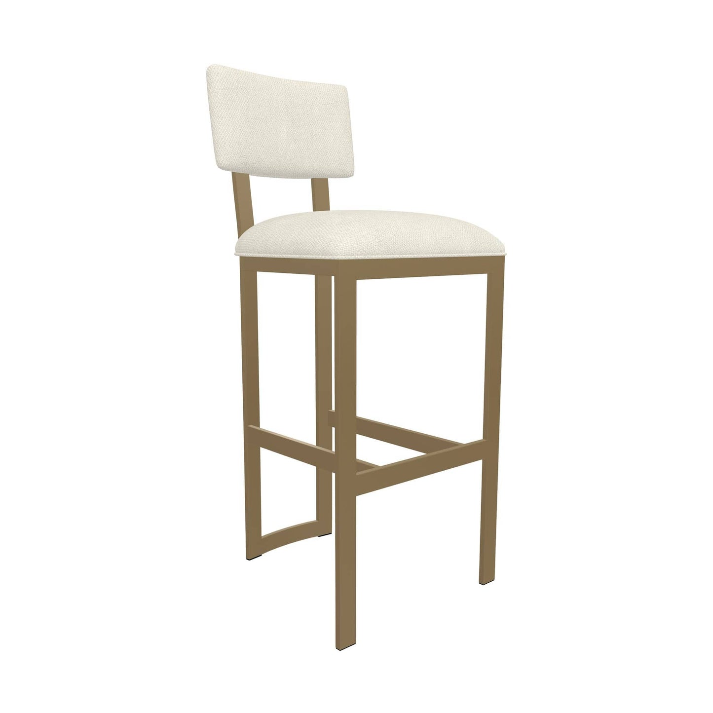 Wesley Allen - London 30in Bar Height Stool in Italian Cream Performance Fabric with a Hand Powder-Painted Milky Gold Finish - B258H30-XS-OGD-FIV veiw 1