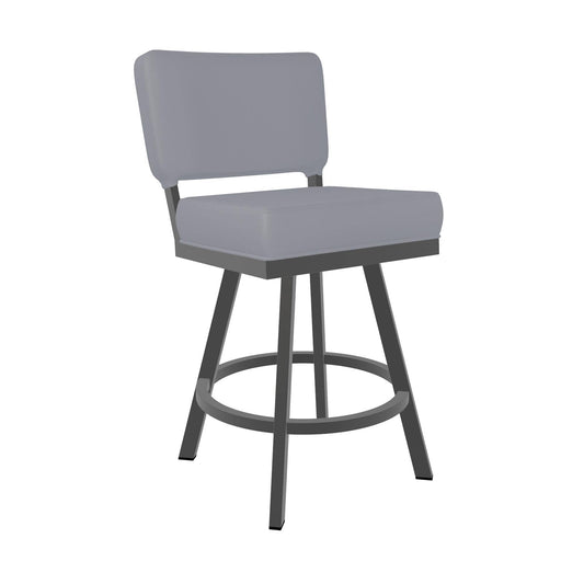 Wesley Allen - Florida 26in Counter Height Swivel Stool in Charcoal Gray Vinyl with a Hand Powder-Painted Firestone Grey Finish - B505H26-S-PTR-DST veiw 1
